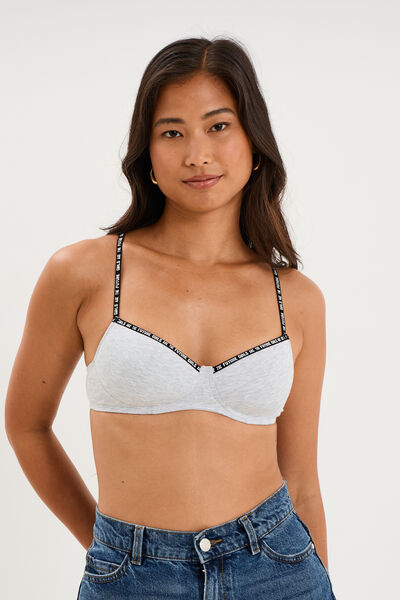 Soutien-gorge triangle padd&eacute; gris femme