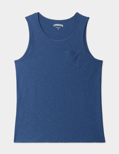 Débardeur droit 1 poche coton Creeks bleu foncé homme