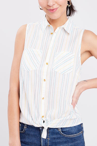 Chemise sans manches bleu femme