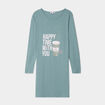 Chemise de nuit manches longues coton bleu gris femme