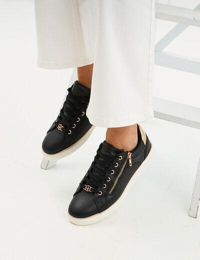 Tennis basses &agrave; lacets Mosquitos noir femme