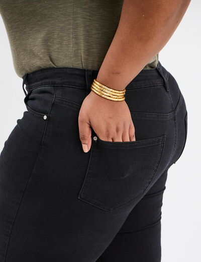 Jeans slim taille haute 5 poches denim noir femme grande taille