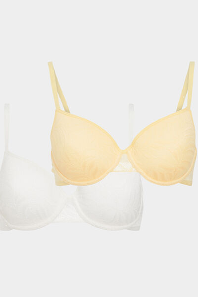 Lot 2 soutiens-gorge corbeille dentelle blanc femme