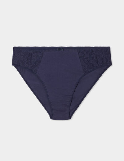 Culotte empiècements dentelle bleu marine femme grande taille