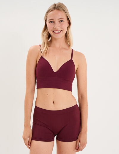 Shorty sans couture taille &eacute;lastiqu&eacute;e prune femme