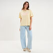T-shirt droit manches courtes coton jaune clair femme