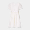 Robe manches ballon ceinture fleurs ivoire fille