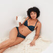 Shorty en dentelle bleu canard femme