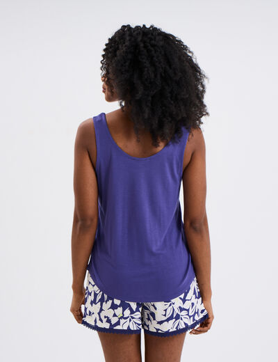 Ensemble pyjama short et débardeur bleu marine femme