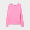 Pull col en V manches longues rose femme