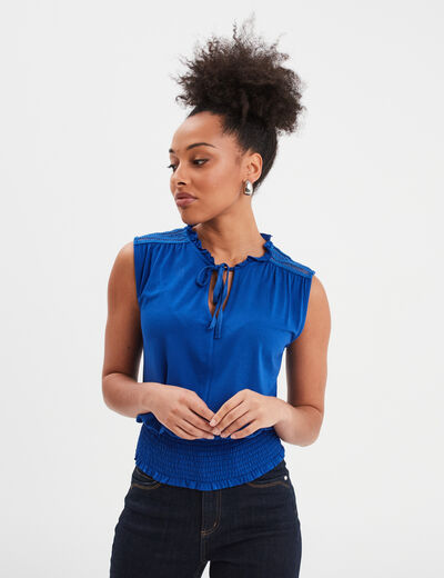T-shirt taille smockée Creeks bleu roi femme