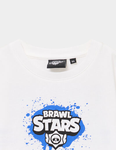 T-shirt col rond coton Brawl Stars blanc gar&ccedil;on