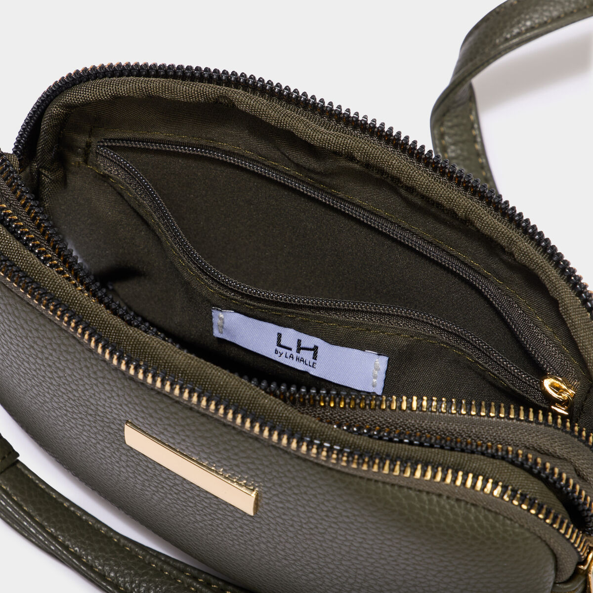 Sac bandouli&egrave;re 2 compartiments vert kaki femme
