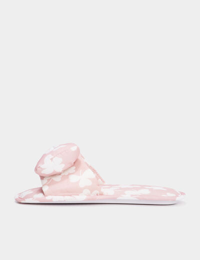 Chaussons mules à noeuds rose femme