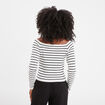 Pull côtelé col carré tricotage en côte blanc femme