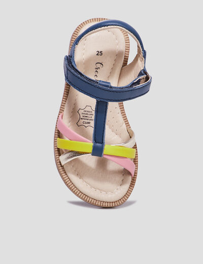 Sandales à scratchs en cuir Creeks multicolore fille