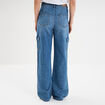 Jeans cargo large coton denim stone femme