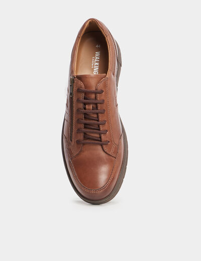 Derbies pied large en cuir marron homme
