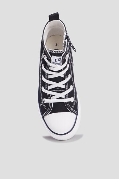 Baskets montantes en toile bout renforc&eacute; noir fille