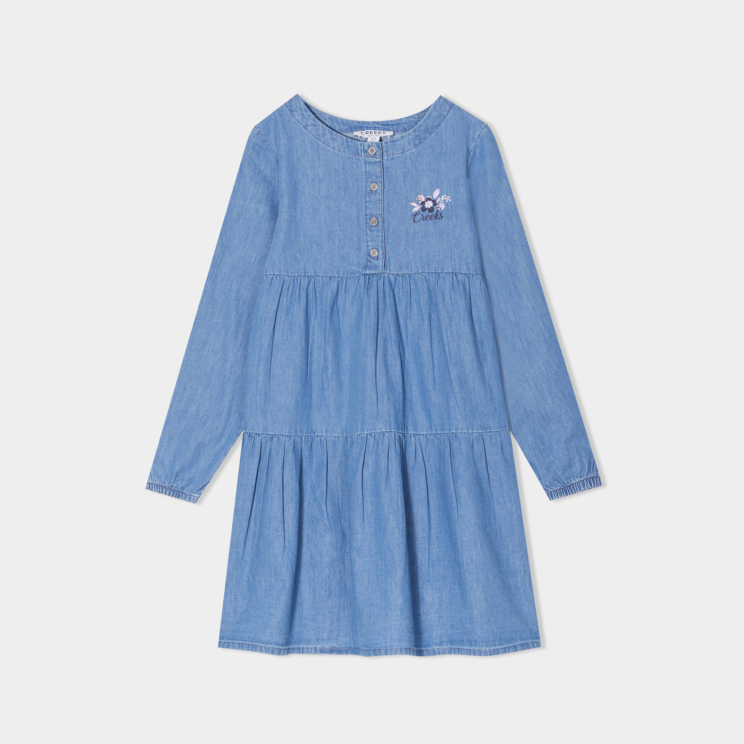 Robe en jean manches longues coton denim stone fille CREEKS