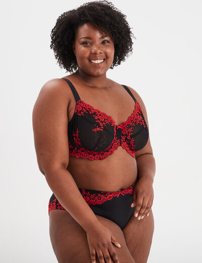 Soutien-gorge corbeille en dentelle rouge femme grande taille