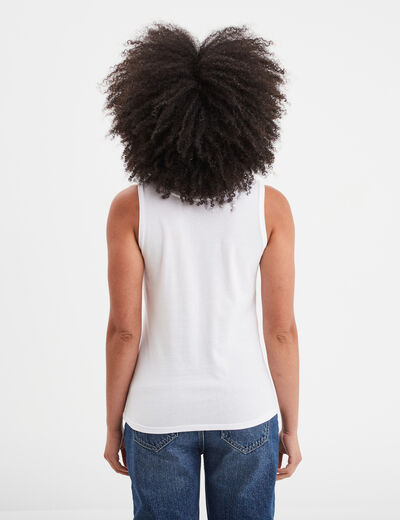 Débardeur bretelles larges coton blanc femme