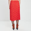 Jupe longue droite plissée rouge femme