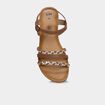 Sandales plates tr&eacute;ss&eacute;es en cuir marron femme
