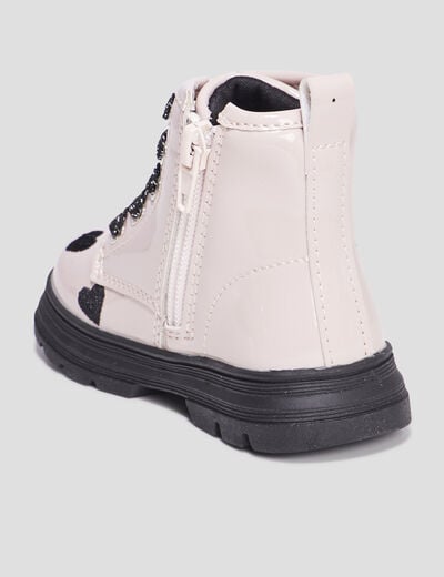Bottines crantées zippées rose bébé fille