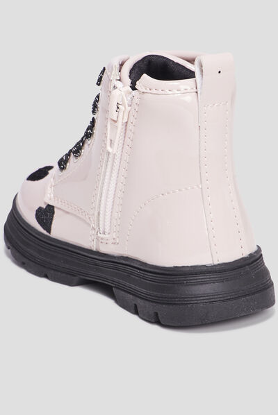 Bottines crantées zippées rose bébé fille