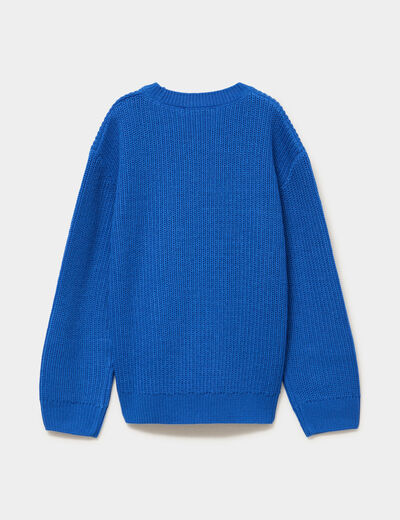 Pull col rond manches longues bleu roi gar&ccedil;on