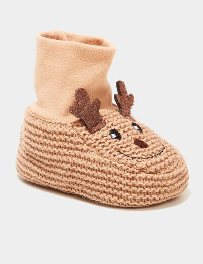 Chaussettes d'intérieur mi-hautes coton sable bébé garçon