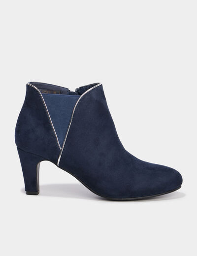 Bottines aspect daim &agrave; talons bleu marine femme