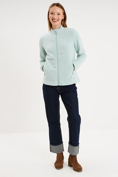 Veste polaire zipp&eacute; manches longues bleu gris femme