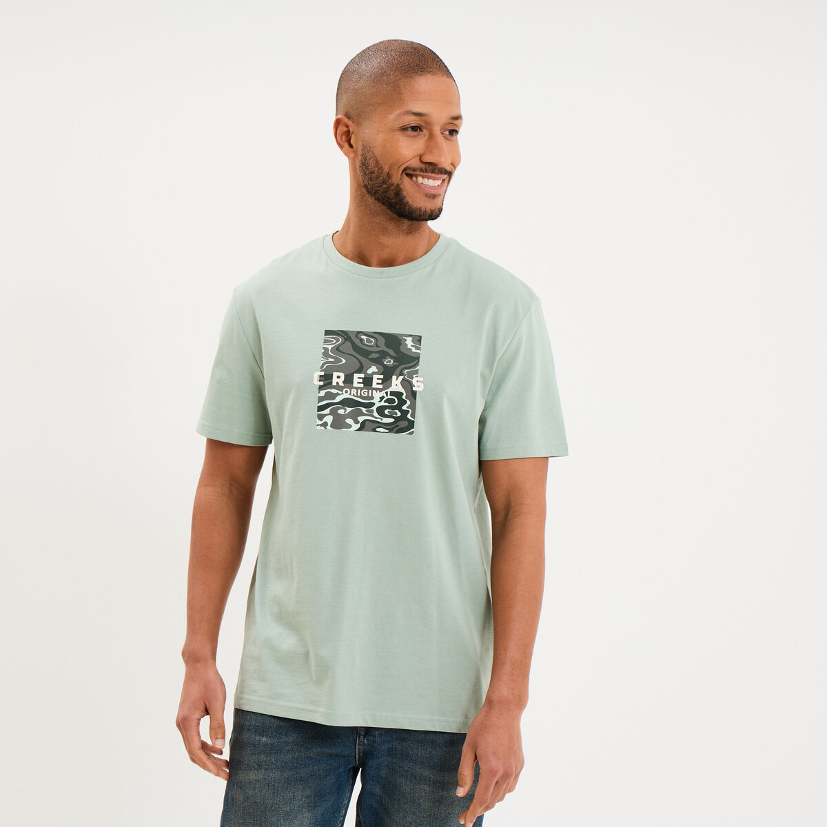 T-shirt manches courtes coton vert pastel homme