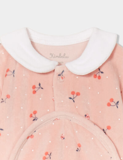 Dors-bien manches longues boutonné rose poudrée bébé fille