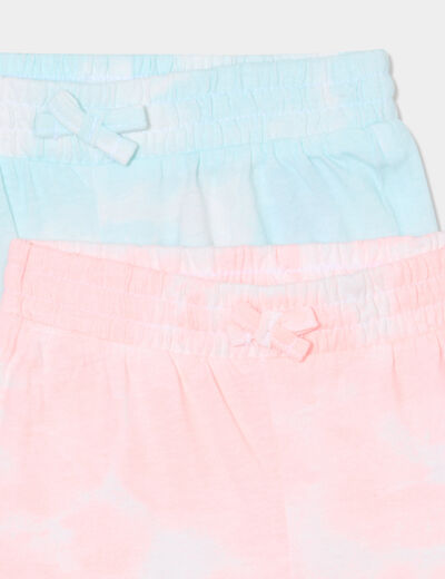 Lot 2 shorts taille élastiquée rose fluo bébé fille