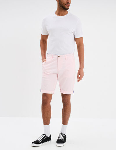 Bermuda short chino straight stretch rose homme