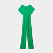 Combinaison pantalon col en V ceinturée vert femme