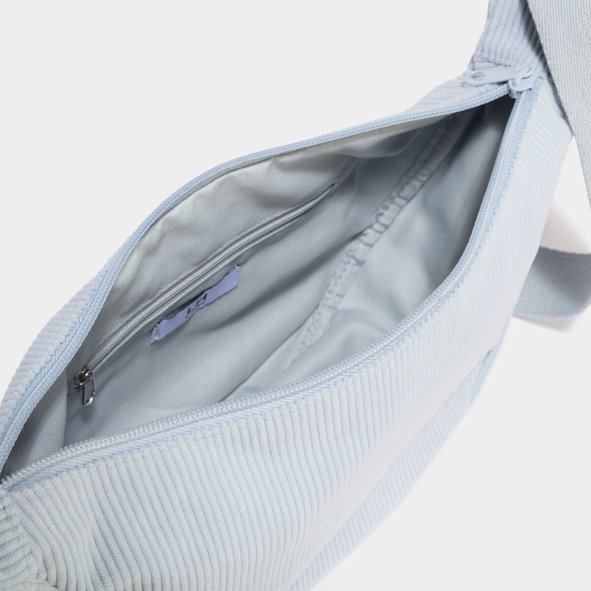 Sac banane effet velours c&ocirc;tel&eacute; bleu gris femme
