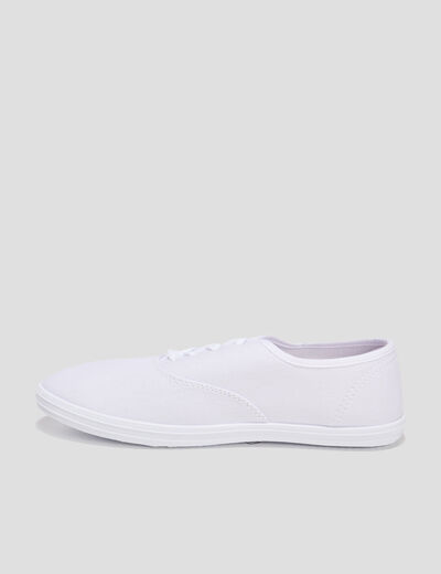 Baskets en toile à lacets blanc femme