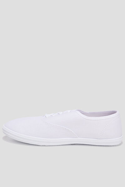 Chaussures femme toile coton blanc - Chaussure avec lacets