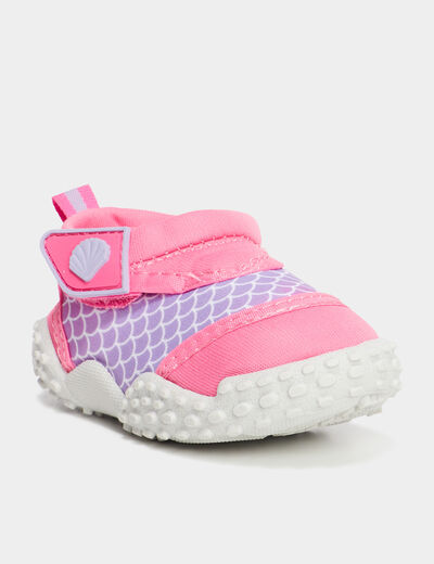 Chaussures de plage à scratchs rose bébé fille