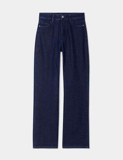 Jeans wide leg taille haute coton denim brut femme
