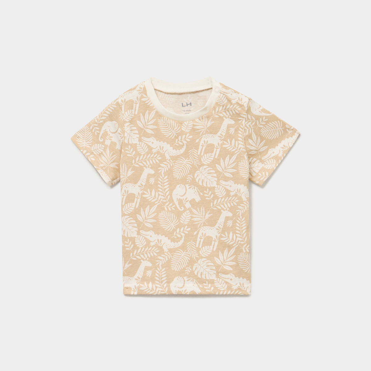T-shirt manches courtes coton beige b&eacute;b&eacute; gar&ccedil;on