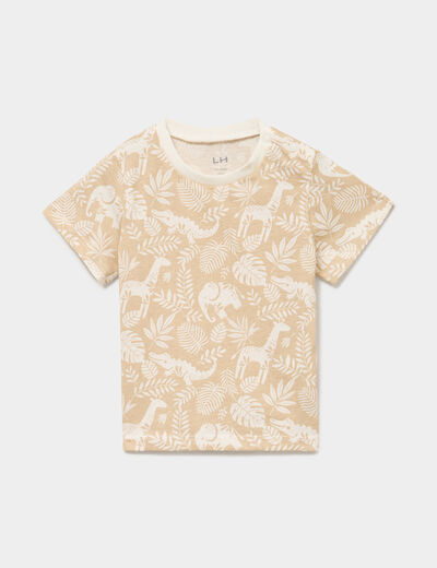 T-shirt manches courtes coton beige b&eacute;b&eacute; gar&ccedil;on