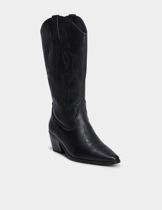 Bottes santiag &agrave; talons noir femme