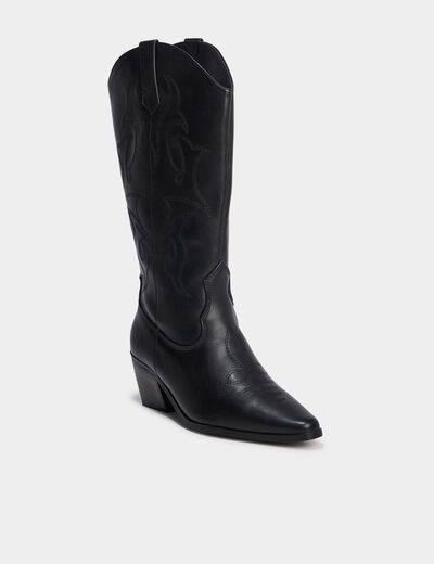 Bottes santiag &agrave; talons noir femme