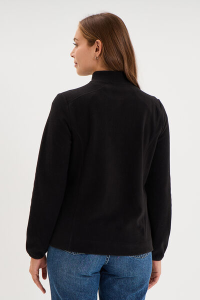 Veste polaire zipp&eacute; manches longues noir femme
