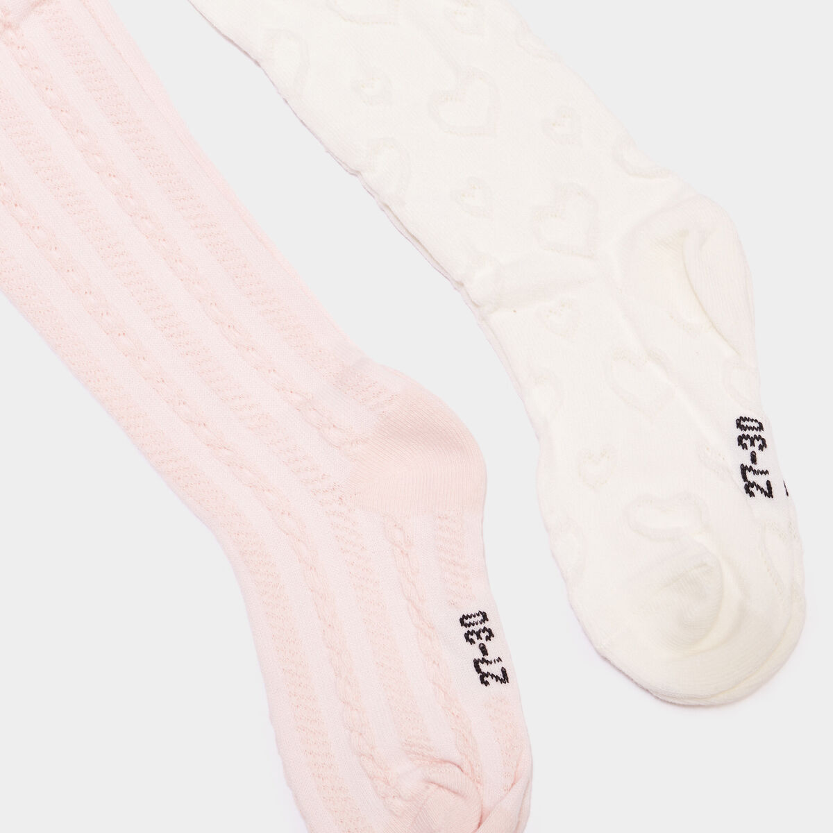 Lot 2 collants avec motif relief coton rose fille